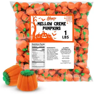 Yumzo Halloween Pumpkins Candy, 1lb Pack of Pumpkin Mellowcreme Candy, Ideal Halloween Candies Bulk Pack for Parties, Fun Pumpkin Shaped Candies for Kids and Adults, Ideal for Fall Events