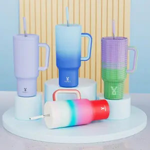 40oz Straw Cup with Handle, Leak-proof Cup with Lid, Stainless Steel Vacuum Flask, Suitable for Home, Office and Outdoor, Drinkware