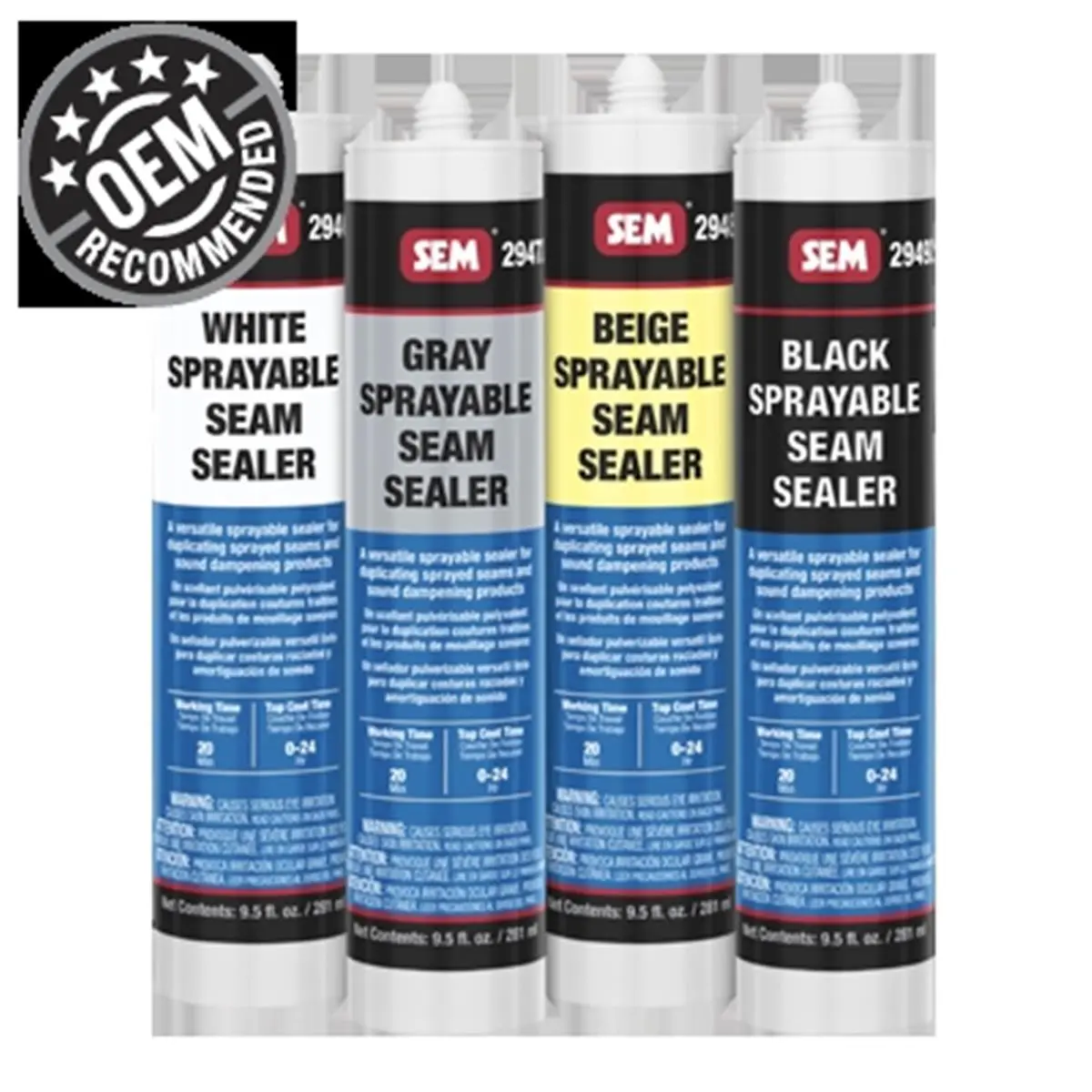 SEM Direct-to-Metal High Performance Sprayable Seam Sealers - Black, OEM Recommended, 0-24 Hour Paint Window, 1 Hour Set Time, Optimal Working Time, Corrosion Resistant, 0-24 Hour Paint Time
