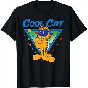 Garfield Cool Cat T-Shirt lady tshirt summer outfit women's tops Womenswear Streetwear clothes women s western clothes character  tees Crewneck Casual