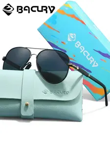 BACURY TRENDY Black Aviator Polarized Sunglasses, UV Protection, Durable All-Black Frame, Perfect for Men/Women Driving, Fishing And Streetwear