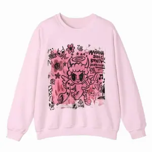Bichota Sweatshirt Unisex Pink Crewneck Womanswear Fabric Soft Oversized Tops Bichota sweater