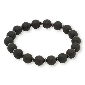 Amber Extraordinaire Black Amber and Hematite Bead Stretch Bracelet