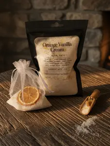 Orange Vanilla Cream Bath Soak, Citrus Bath Salt with Calendula, Relaxing Epsom Salt Soak, Oatmeal Bath, Moisturizing Spa Bath, 8 oz Gift