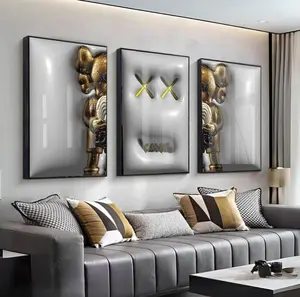 Set of 3 Hypebeast Golden Poster, Printable Gold KAWSS,Graffiti Poster,Hypebeast Gold Toys