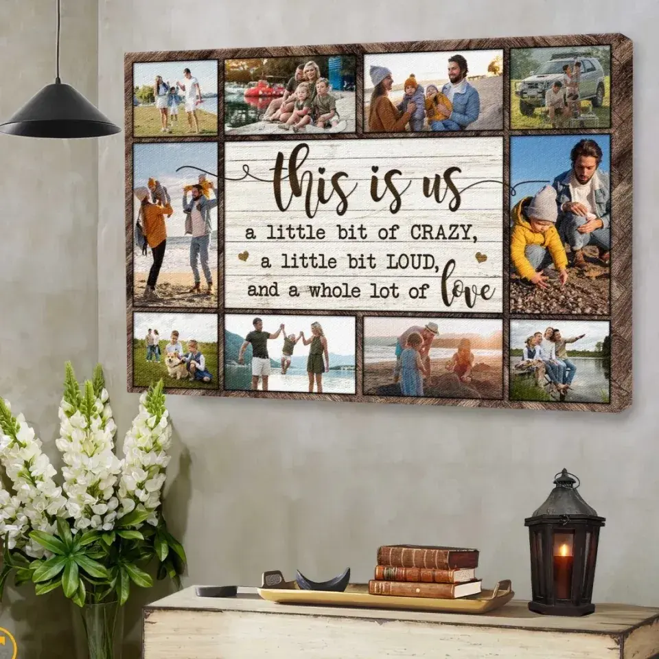 2D Flat,Family Canvas Painting - Personalized Canvas Printing - Customized Family Photo Gifts, "This Is Us" Photo Collage Canvas Painting, Ideal for Home Decor & Birthday Gifts,Thanksgiving Decorations for Home, whimsical wall art.
