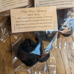 Pretty Potions Apothecary Hex Bag - Malefic Charm with Hexing Herbs, Baneful Herbs, Cursing Sigil, and Poisonous Plant Matter for Misfortune