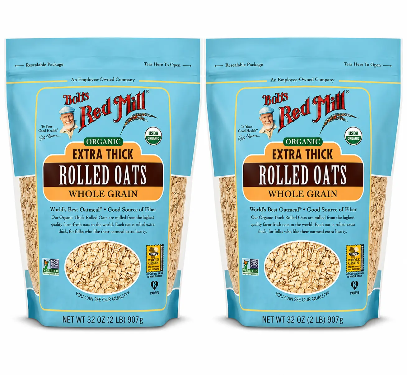 Bob's Red Mill Organic Thick Rolled Oats , 32oz (Pack of 2)