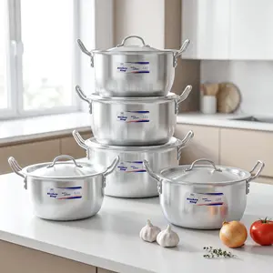 Kitchen King - Topical Casseroles 12,13,14,15,16 Inches 10 Pcs Modern Hygienic Cooking Pots, Heavy Duty Cookware, Smooth Handles