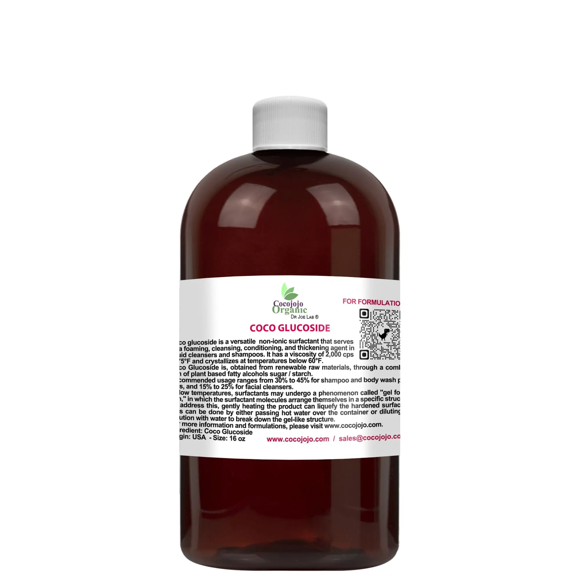 cocojojo - Coco Glucoside Surfactant oz Natural Foaming Cleanser Plant Derived Biodegradable For Formulations and DIY Skin Care Shower Gels Body Soap Shampoos Face Cleansers