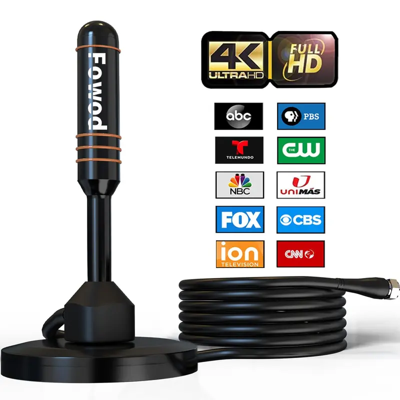 Fowod HD Digital TV Antenna Small Indoor Outdoor Antennas Includes Magnetic Base and 360° Reception Support Smart 4K 1080P Fire and All Older TV's HDTV Television for Free Local Channels -10ft Coax Cable