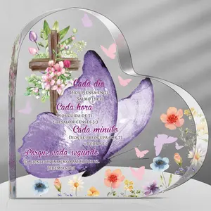 Spanish Christian Acrylic Gift for Women Religious Inspirational Gift with Bible Verse Desk Decor Bible Verse Prayer Choice for Women Mother's Day Xmas Birthday Scripture Present