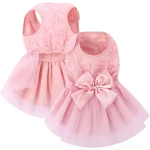 Dress Pet Wedding Dress Princess Lace Puppy Birthday Party Outfit Formal Apparel Girl for Small Medium Dogs Cats (Small, )