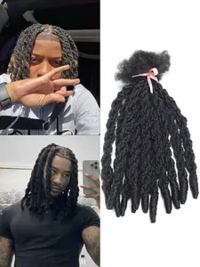 Double Twist Men's Crochet Hair Extensions, 14 Inches, 12 Pieces, Lemon Braid Style, Stylish and Versatile Hair Accessories