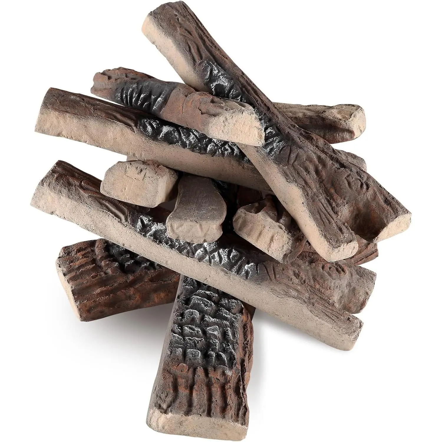 VEVOR 10 Pcs Gas Fireplace Logs, Large Ceramic Logs for Fireplace