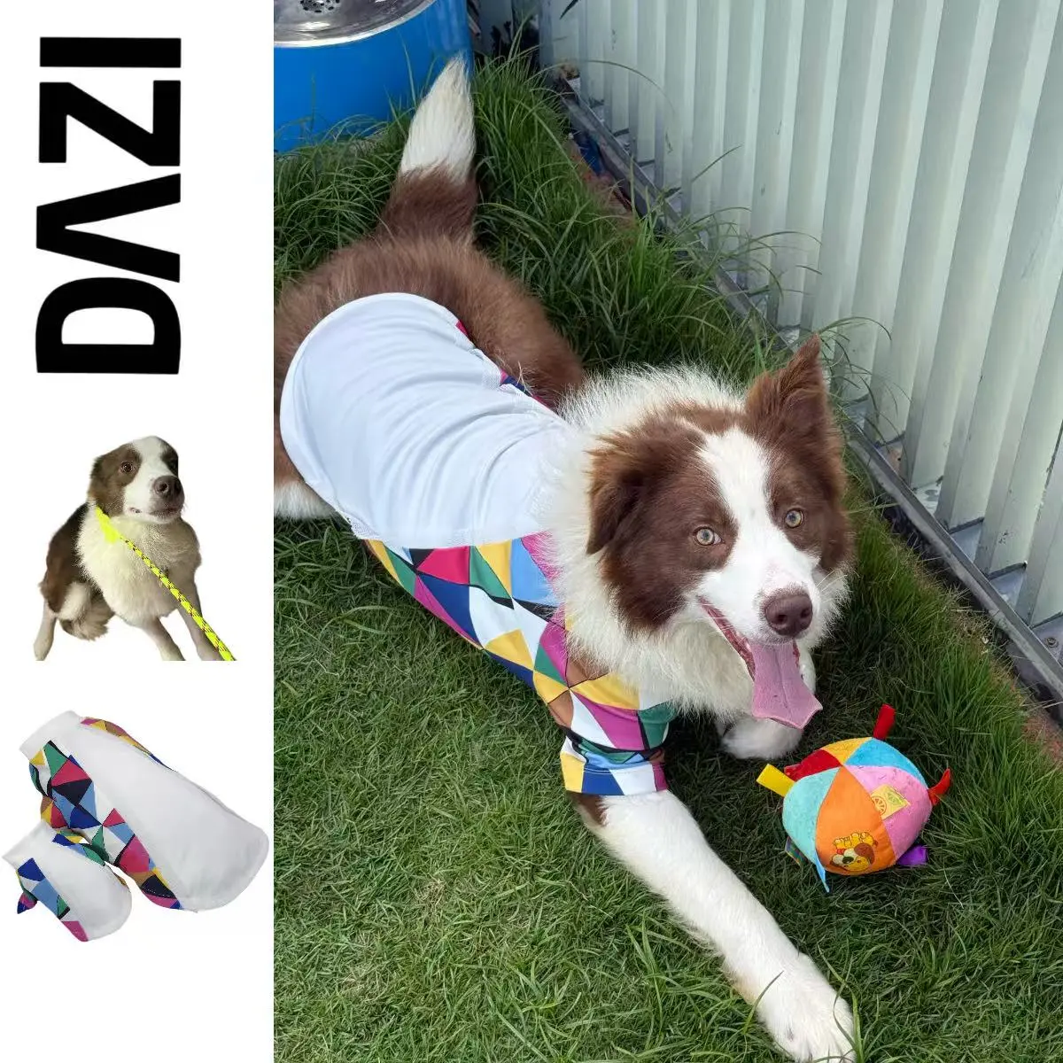 DAZI Pet T-Shirt Outfits - 1 Count, Unique Kaleidoscope Print Fabric, Breathable, Comfortable, Quick Rinse Clean, Easy Pullover Fit, Quick On, Durable for Daily Outings, Universal Fit for Small/Medium/Large Dogs & Cats, Christmas Gift for Pet Lovers