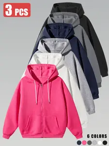3-pack men’s long-sleeve hoodies, wear-resistant and wrinkle-resistant, breathable and comfortable, loose fit and versatile, for autumn and winter