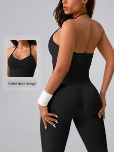 Women's Sports Set, Backless High-Waisted Tight-Fitting Pants & Top, Breathable Yoga Gym Workout Running Golf Tennis