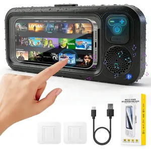 Shower Phone Holder with  Speaker Ipx5 360 Rotatable Suction Cup Wall Mount Universal for  Smartphones