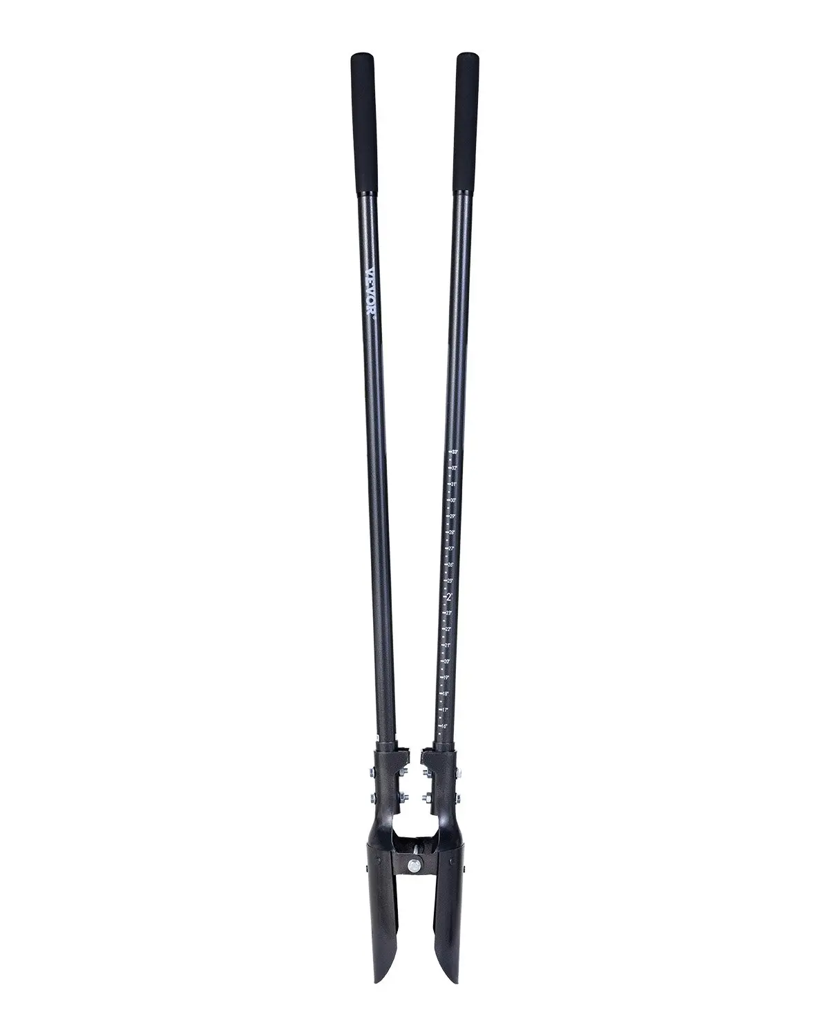 【summerfinds】VEVOR Post Hole Digger with Carbon Steel Handle Scale Marks 57.5" Manual Hole Digger, Durable And Sturdy, Efficient Digging Performance, Ergonomic Design