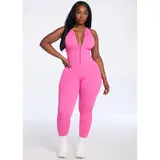 She's Waisted SnatchedKnit Front Zip Jumpsuit - Fitted Seamless Ribbed Compression Activewear for Fitness & Workout Gym Wear