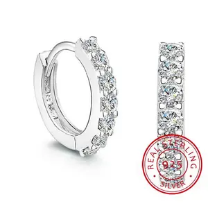 Baby 925 Silver 10mm Circle Zircon Small Hoop Earring For Kid Grils Child Woman Beautiful Aros Loop Huggies Earring Jewelry E024