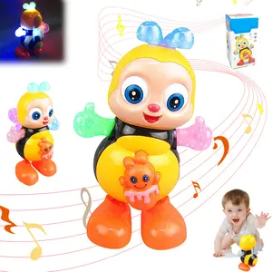 Musical Interactive Dancing Bee Toy with Music & LED Lights, Sensory Developmental Cartoon Toy for Toddlers 6-12 Months, 1-3 Years Old Preschool Learning Toy