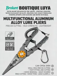Brolure New Multifunctional Aluminum Alloy Fishing Pliers, Line Cutters, Hook Removers, Fish Controller Pliers, Straight Nose Pliers, Flat Nose Pliers, Long Nose Pliers for Lure Fishing