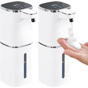 2 Pack Automatic Foaming Soap Dispenser, 400ml//13.53oz, USB Rechargeable, 9- Adjustable  Levels, IPX5 , Touchless & Wall/Tabletop Use for Kitchen Bathroom, White