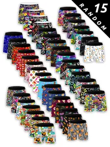 Men's 15-Pack Random Flat Pouch Underwear Set, Stretchy Boxer Briefs, Stretchy Boxer Pants, Brief Short, Creative Unique Prints, Print Boxershorts, Colorful Designs, Perfect for Daily Use, Home Relaxation & Outdoor Activities