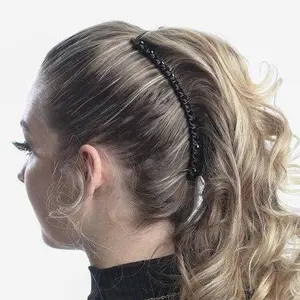 Cord & Faceted Bead Wrapped Stretch Banana Clip