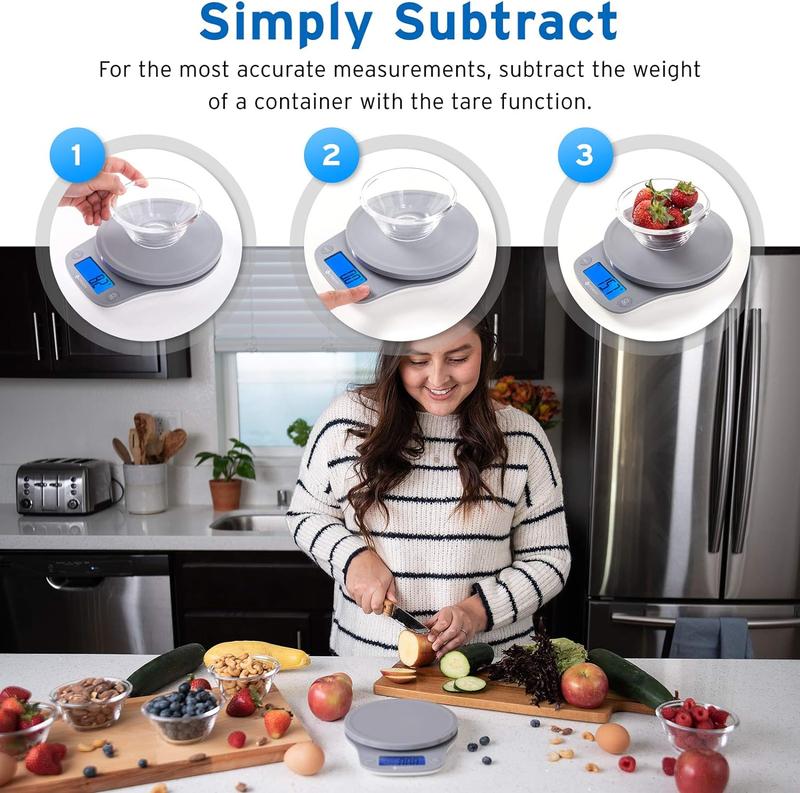 Etekcity 0.1g Food Kitchen Scale, Digital Ounces and Grams for Cooking, Baking, Meal Prep, Dieting and Weight Management, 11lb/5kg, Measuring Utensils