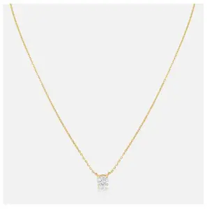 The Lily Necklace, Sterling Silver, 14K Gold Plated, Cubic Zirconia Stone, 16" + 2" Extension