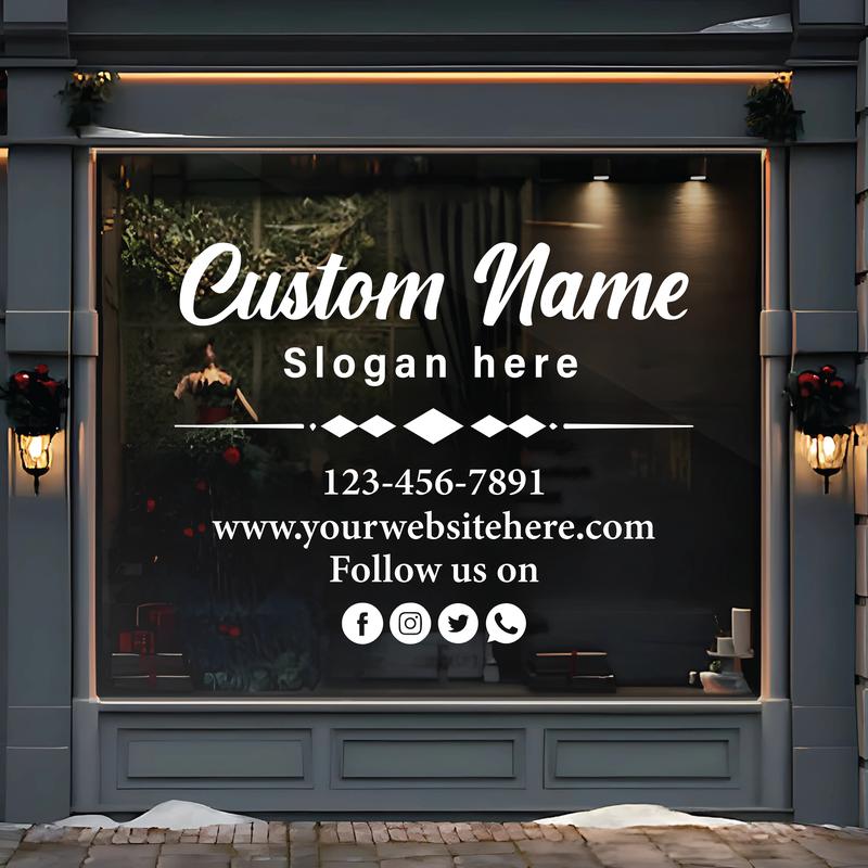 Customizable Business Window Decal | Office Door Sign | Personalized Company Name Sign for Retail, Shop, Offices