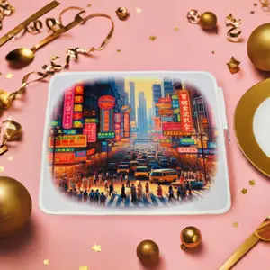 Urban Neon Cityscape Mouse Pad for Gaming and Office Use