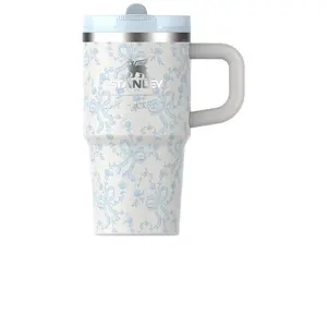 STANLEY x LoveShackFancy The Quencher Protour Flip Straw Tumbler 20oz in Coquette Bow Winter Ice