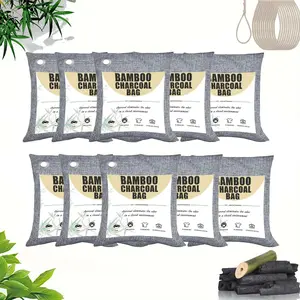 2/4/8/10Pack Bamboo Charcoal Odor Eliminator Bags, Reusable Deodorizer Pouches with Strap, Ideal for Closet, Car, Shoe Cabinet, Pet Bed, Kitchen, Refrigerator, Bathroom