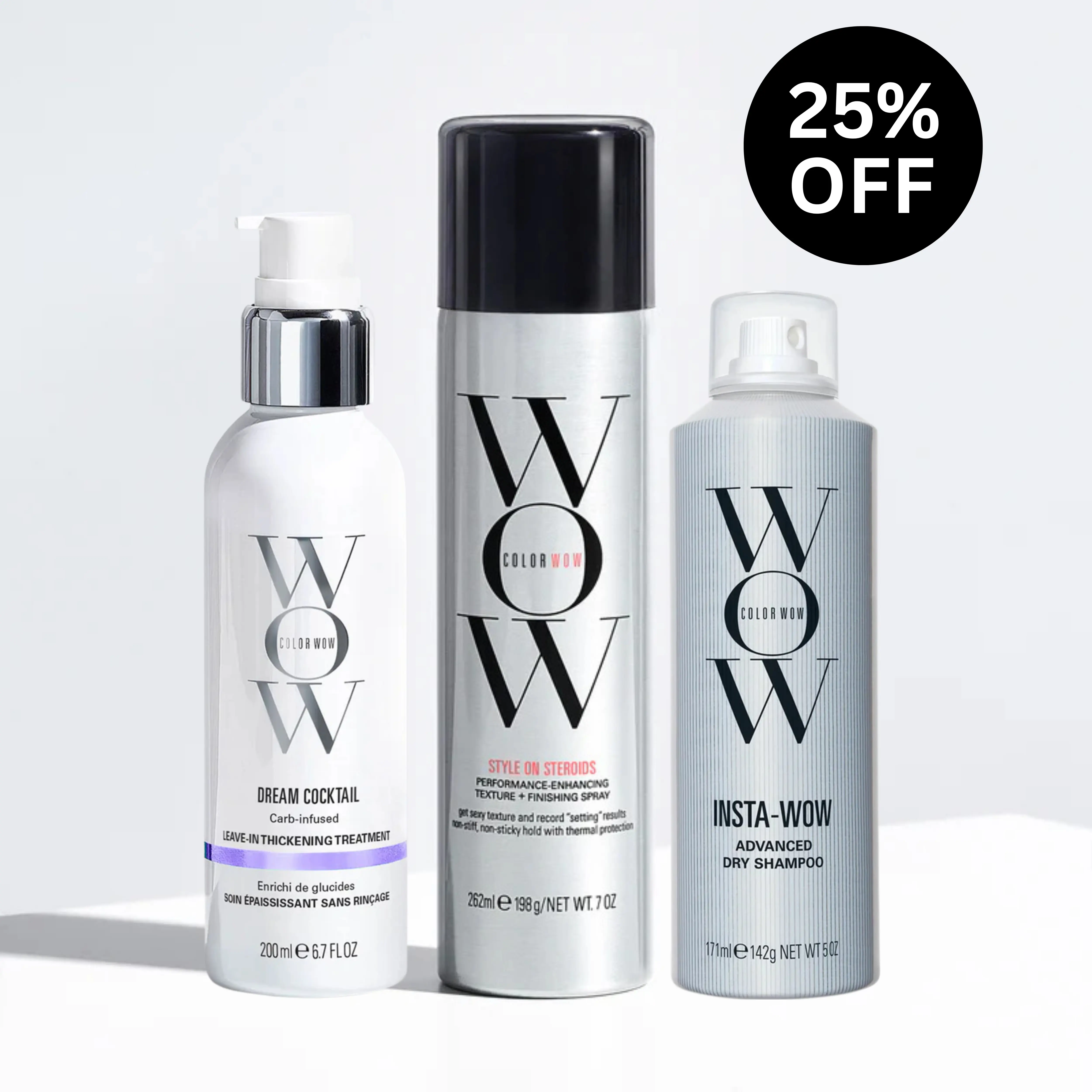 Color Wow Clean Volume & Texture Bundle | Insta-WOW Dry Shampoo, Carb Cocktail Thickening Leave-In Treatment | Viral Texturizing Volume Spray | Fuller, Fresh, Voluminous Hair | Great For Fine, Oily Greasy Hair