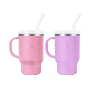 2 Pack Bella's Friends Travel Tumbler, Portable 9 oz Stainless Steel Toddler Sippy Cup with Soft Silicone Body, Leak‑Proof Mug Reusable Water Bottle with Straw Christmas Gift