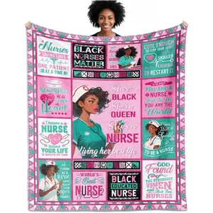 African American Nurese Appreciation Gifts For Women, Afro Black Nurese Blanket 60"X50", Best Nurese Gifts, Nurese Graduation Gift For LPN Gifts, Nursing Gift For Nurse Female
