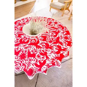 Red Otomi Tapestry Round Tablecloth