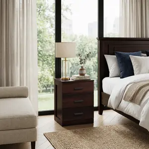 Modern Minimalist Wood Nightstand, 3 Storage Drawers Bedside Table, Multi-Scene Bed Side Table For Bedroom Living Room Dorm, Home Decor Night Stand