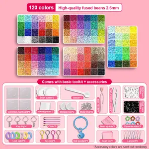 120-Colors Fuse Beads Set – Pixel Puzzle Beads DIY Craft Kit with Pegboards, Ironing Paper, Tweezers & Accessories | All-in-One Beading Set for Jewelry Making, Pixel Art, Keychains,  Creative DIY Projects | Graduation party gifts-summervibes