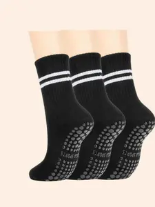 Unisex Sports Yoga Mid-Calf Athletic Socks, Anti-Slip Pilates Socks with Grip, Barre Hospital Exercise Slipper Socks, 3/5/10 Pairs