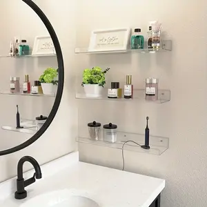 Sleek Clear Acrylic Floating Shelves - Easy-to-Install, Space-Saving Design for Home & Office, Versatile Wall Storage & Decor funko pop shelves wall selfmountingshelf Organiser Rack