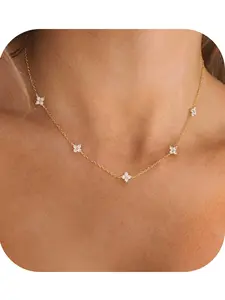 Valentine's Day Gifts, Dainty Necklaces for Women Cute Station Choker Necklace Cubic Zirconia Simulated Diamond Necklace Simple Layering CZ Necklace Sparkling CZ Necklace Trendy Bling Stylish Accessory Jewelry Gifts
