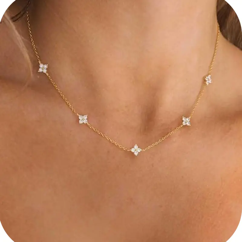 Valentine's Day Gifts, Dainty Necklaces for Women, Cute Choker Necklace, Adjustable Choker, Cubic Zirconia Necklace, Simple Layering Necklace, Stylish Jewelry Gifts