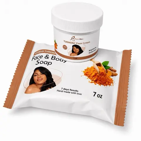 Byenblan Turmeric Face Cream & Body Soap Set, 2 oz Cream + 7 oz Soap