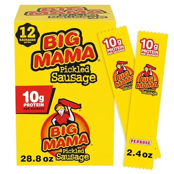 Penrose Big Mama Pickled Sausages, Keto Friendly, 2.4 oz., 12 Pack