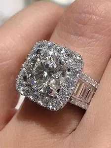 Elegant Square Shaped Artificial Zircon Ring, Fashion Accessories for Women, Trendy All-match & Exquisite Jewelry for Birthday Gift, Artificial Gemstone Ring, Cubic Zirconia Rings